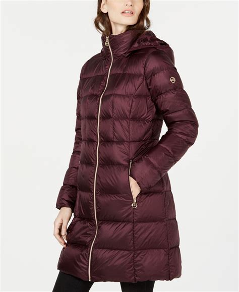 michael kors long down coat with hood|michael kors leather jacket.